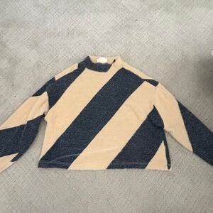 NEW Maeve Striped Cropped Sweater – Beige & Navy | Anthropologie Exclusive
